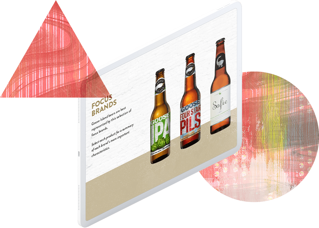 goose island custom branded elearning course user interface on ipad screen image