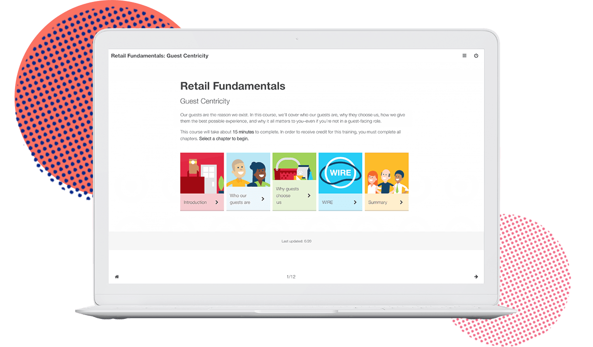 guest training screen from a retail store training program on laptop